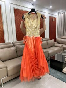 Indo Western Organge N Beige Gown