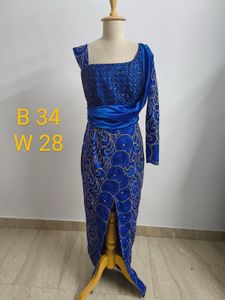 Elegant Blue Sequin Gown