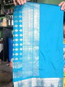 Teal &amp; Silver Sari