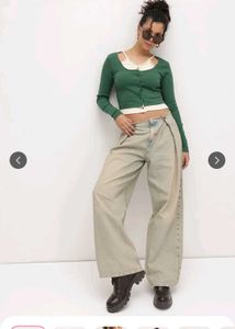 Green Long Sleeve Crop Top