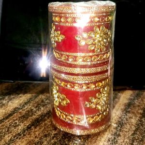 Red & Gold Bridal Chura Set