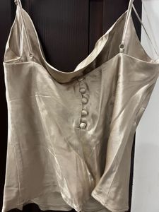 Cowl Neck Satin Gold Top