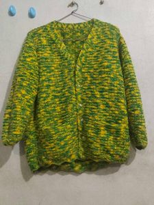 Handmade Green &amp; Yellow Knit Cardigan