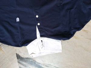Navy Polo Shirt with White Collar