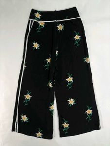 Black Wide Leg Women's Plazoo | Flower Printed