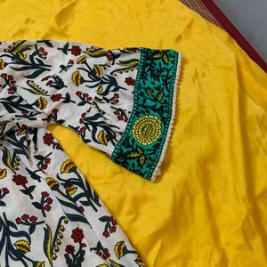 Floral Kurta Set with garara &amp; Dupatta