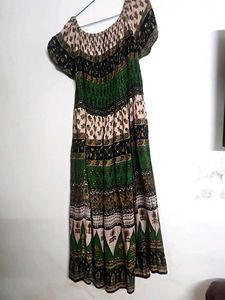 Boho Green Print Dress