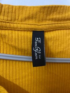 Mustard Criss Cross Detail Crop Top