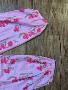 Pink Floral Print Kurta Set