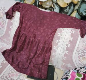 Maroon Printed Dress