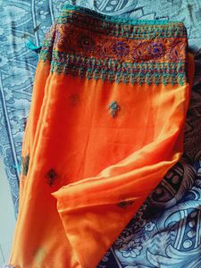 Orange Chiffon Saree
