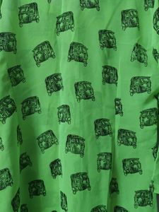 Digital Printed Neon Green Auto Design Kurti