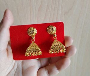 Gold Jhumka Earrings