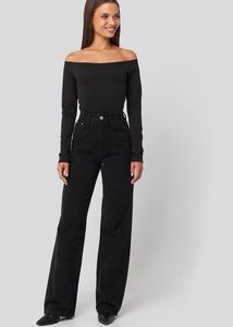 Ribbed Black Off Shoulder Top