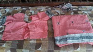 baby pink silver chamki  georget saree