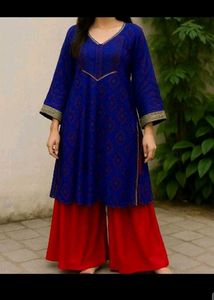 Blue And Red Kurta Set