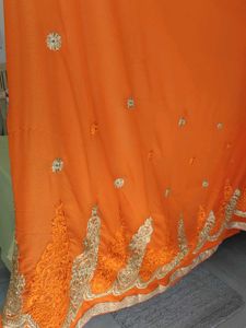 Orange Embroidered Saree