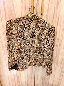 Snake Print Cropped Blazer
