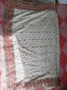 Embroidery Sequence Saree With Blouse