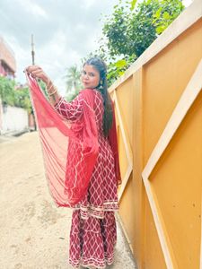 Maroon Printed Sharara Suit