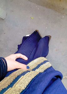 Gorgeous Black Saree With Golden Border(Pleated)