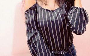 Striped Cold Shoulder Top