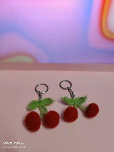 Crochet Cherry Keychains