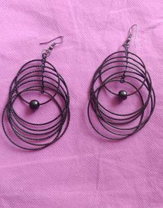 Oxidised Silver Looped Danglers