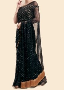 Black Saree with Gold Sequins
