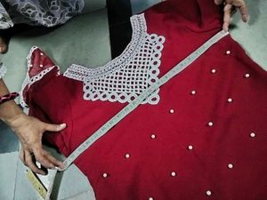 Red Embellished Kurta set