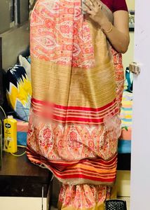 Beautiful cotton Linen saree without blouse