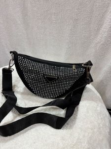 Black Rhinestone Waist Ba
