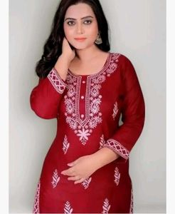 Maroon Embroidered Kurta size xl