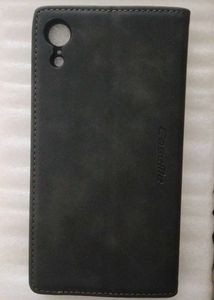 Leather Flip Phone Case on Patterned Background