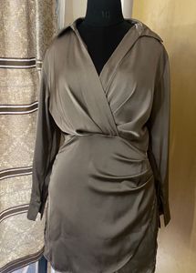 Office Style Satin Cross Dress