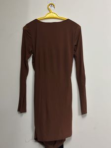 Brown Ruched Bodycon Mini Dress
