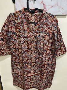 Floral Print Short Sleeve Kurta