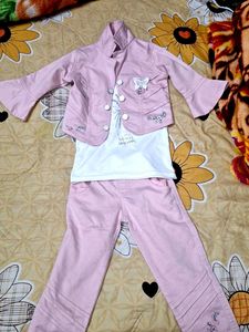 Baby Girl Top Pant With Jacket Set