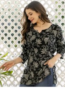 women' floral print short kurti