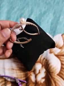 Pearl &amp; Rhinestone Bangle Bracelet
