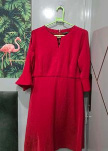 Red Flare Sleeve Sheath Dress