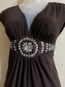 FIXED PRICE ✨ Brown Embellished Mini Dress