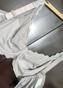 Grey Elegant Polka Dot Bra For 46 DD Bust