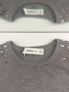 Gray Embellished Long Sleeve Top