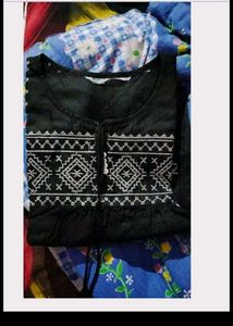 Embroidered Black Tunic Top