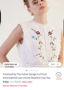 Floral Embroidered Lace Trim Top