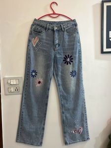 Embroidered Denim Jeans