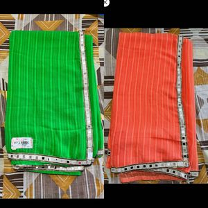 Elegant Striped Mirror Work Sarees