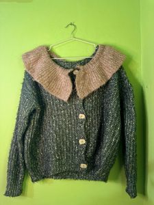 Golden and Green Colour Sweater For Girls