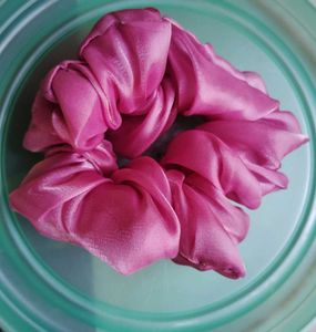 Pink Satin Scrunchie